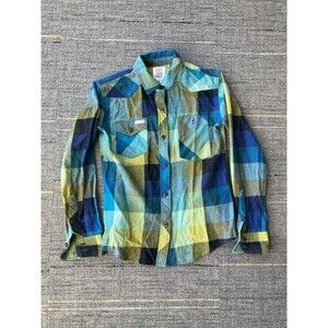 Topo Designs Shirt XS Green Striped Flannel Button Up Workwear Colorado